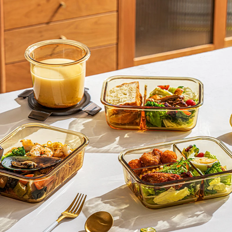 sawp保鲜盒微波炉加热食品级冰箱密封上班族专用带饭餐盒便当玻璃