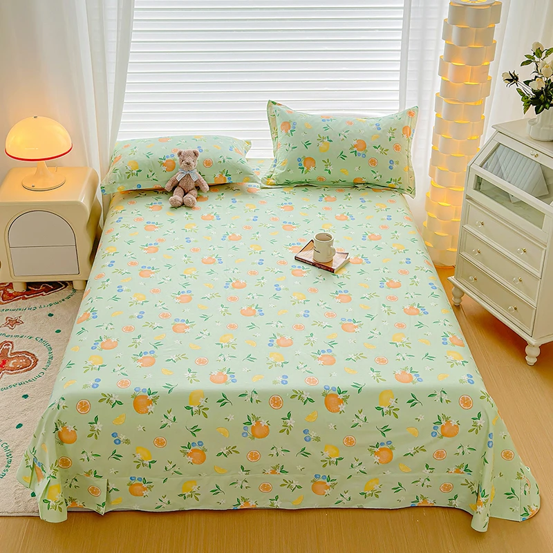 全棉床单单件圆角贴边工艺100%全棉面料斜纹印花款碎花单人薄款