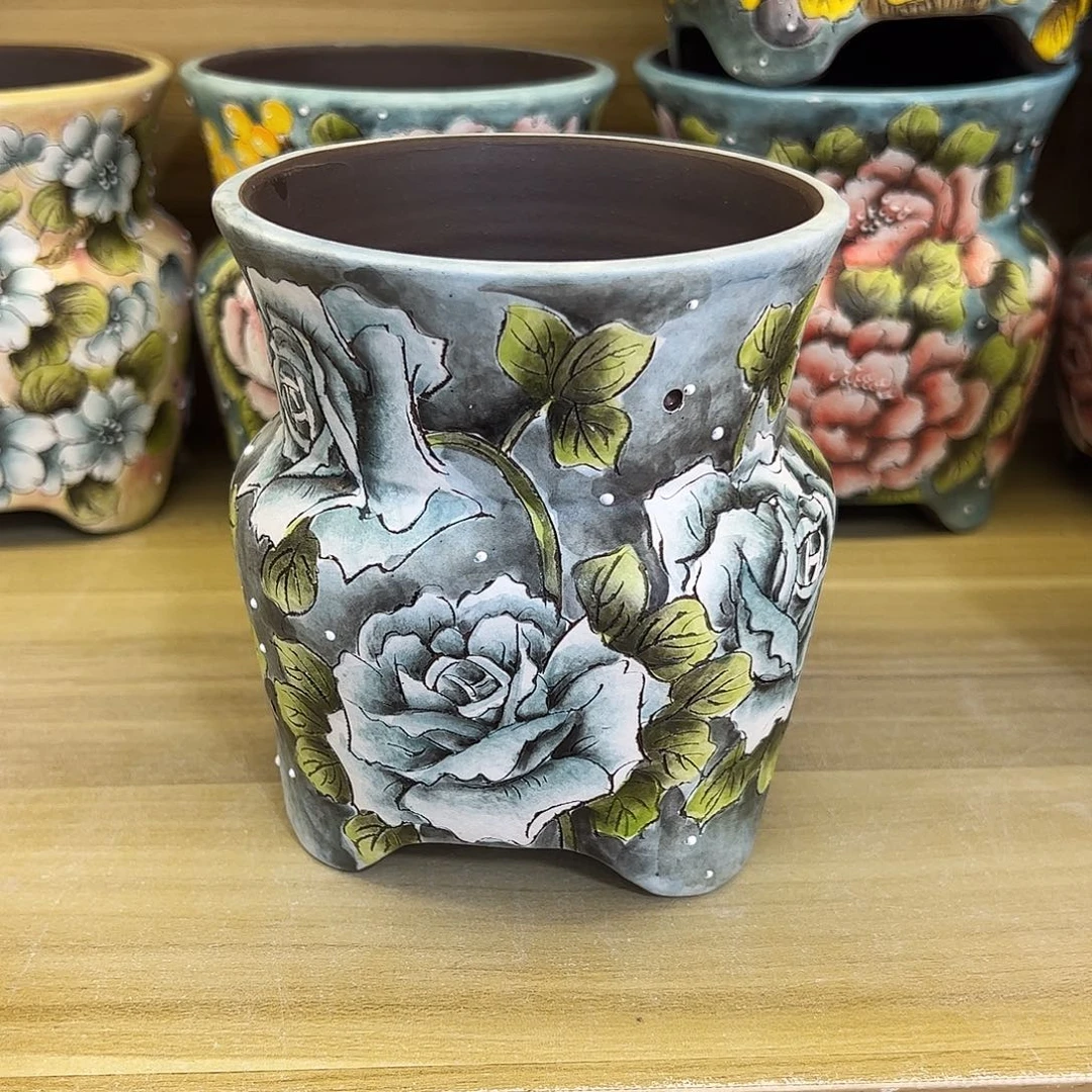 景德镇炫彩手绘口9.5高11.5