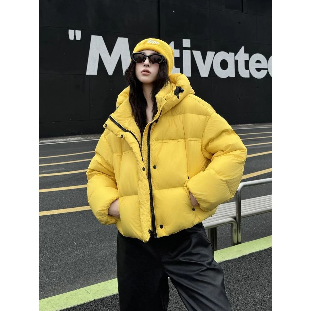 短款羽绒服小个子2025冬新款时尚白鸭绒泡芙连帽加厚保暖宽松外套