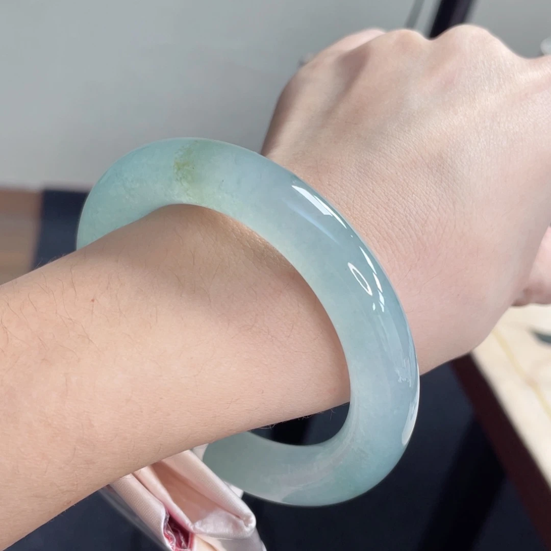 未镶嵌手镯翡翠56.8炸光海蓝之谜清澈透亮34号
