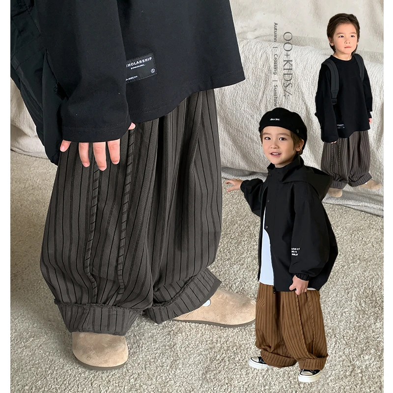 【日系宽松】源源家童装休闲裤男童条纹裤子中大童秋2长裤直筒