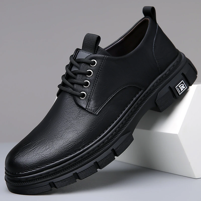 2025年新款韩版休闲低帮英伦风尚真皮男鞋潮流百搭男士秋冬时尚板