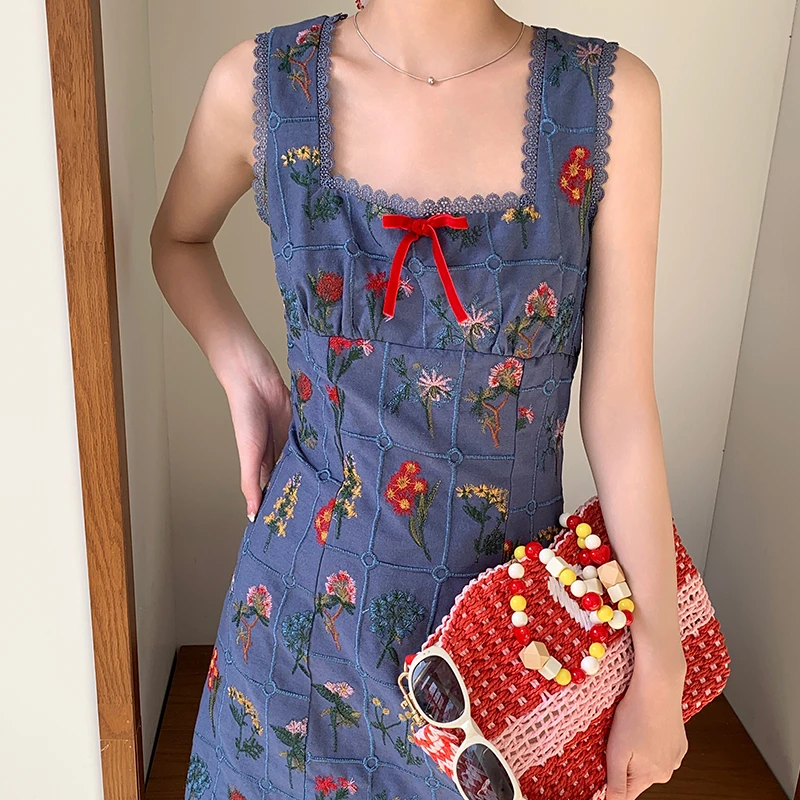 尺尺间Lsland  提花蓝色裙E2439-