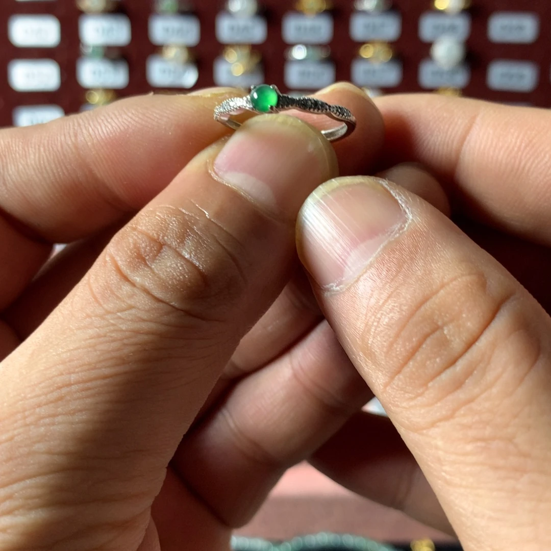 翡翠银S925镶嵌戒指663