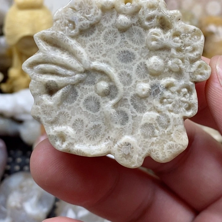 颈饰未镶嵌硅化珊瑚（珊瑚玉）