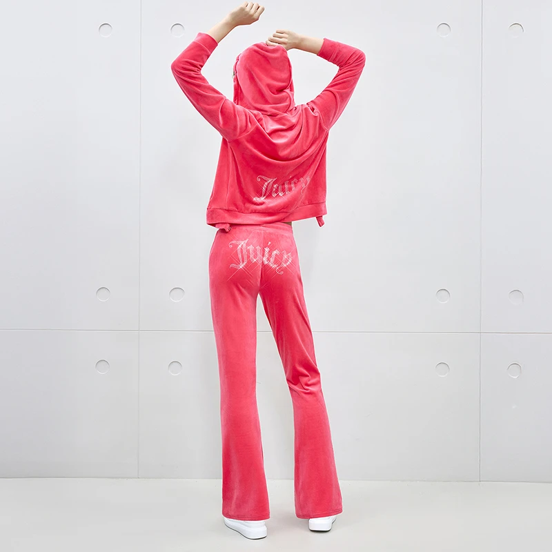Juicy Couture橘滋【零压弹力丝绒】2025多色新款烫钻合体连帽外套