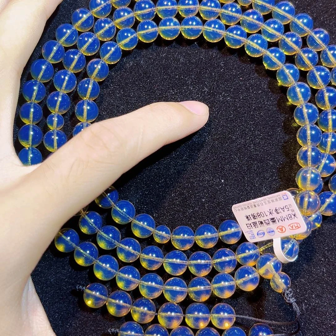 蓝珀未镶嵌珠宝奇石8mm108