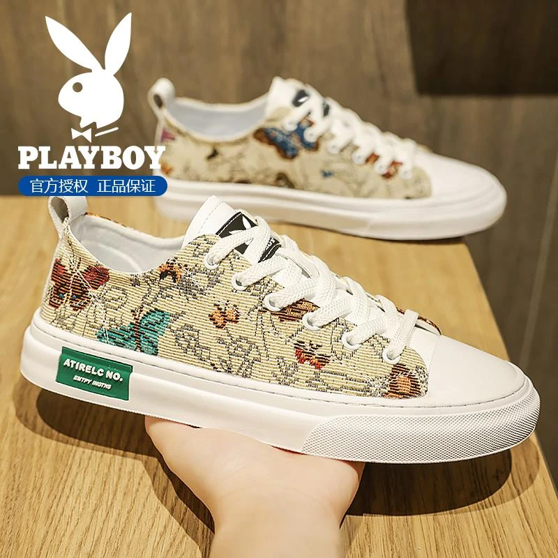 花花公子鞋子男款冬季痞帅刺绣蝴蝶时尚休闲板鞋青年小众潮流男鞋