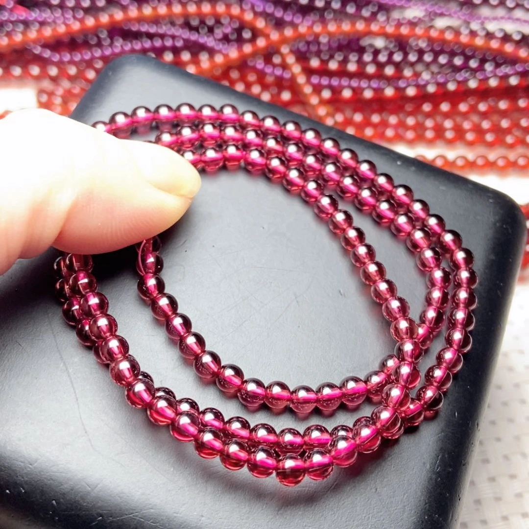 石榴石手链未镶嵌4.3香槟粉毕业级