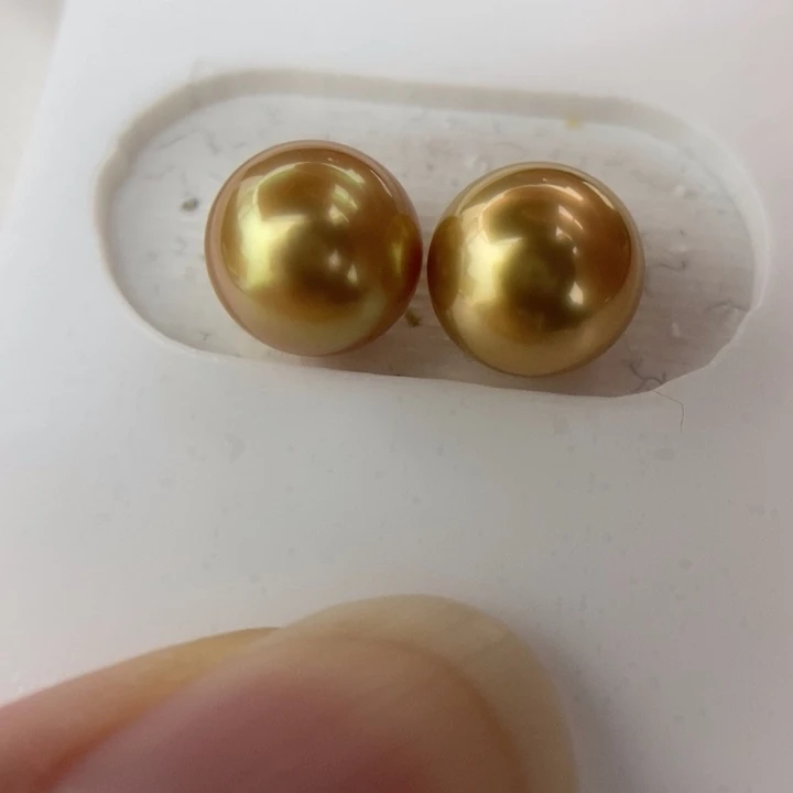 裸珠未镶嵌海水珍珠8.6mm深浓金小极光