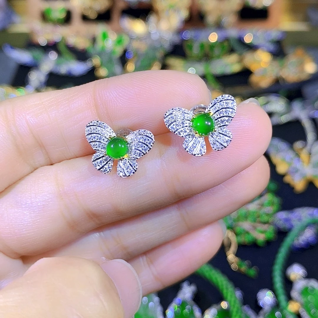 吊坠(不含链)银S925镶嵌翡翠