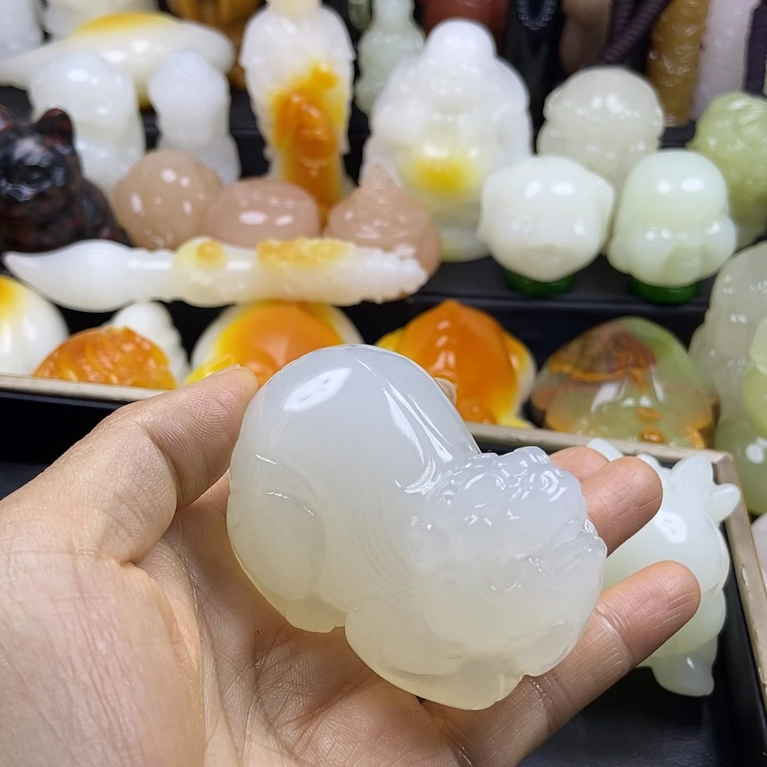 无花朵原石手把件