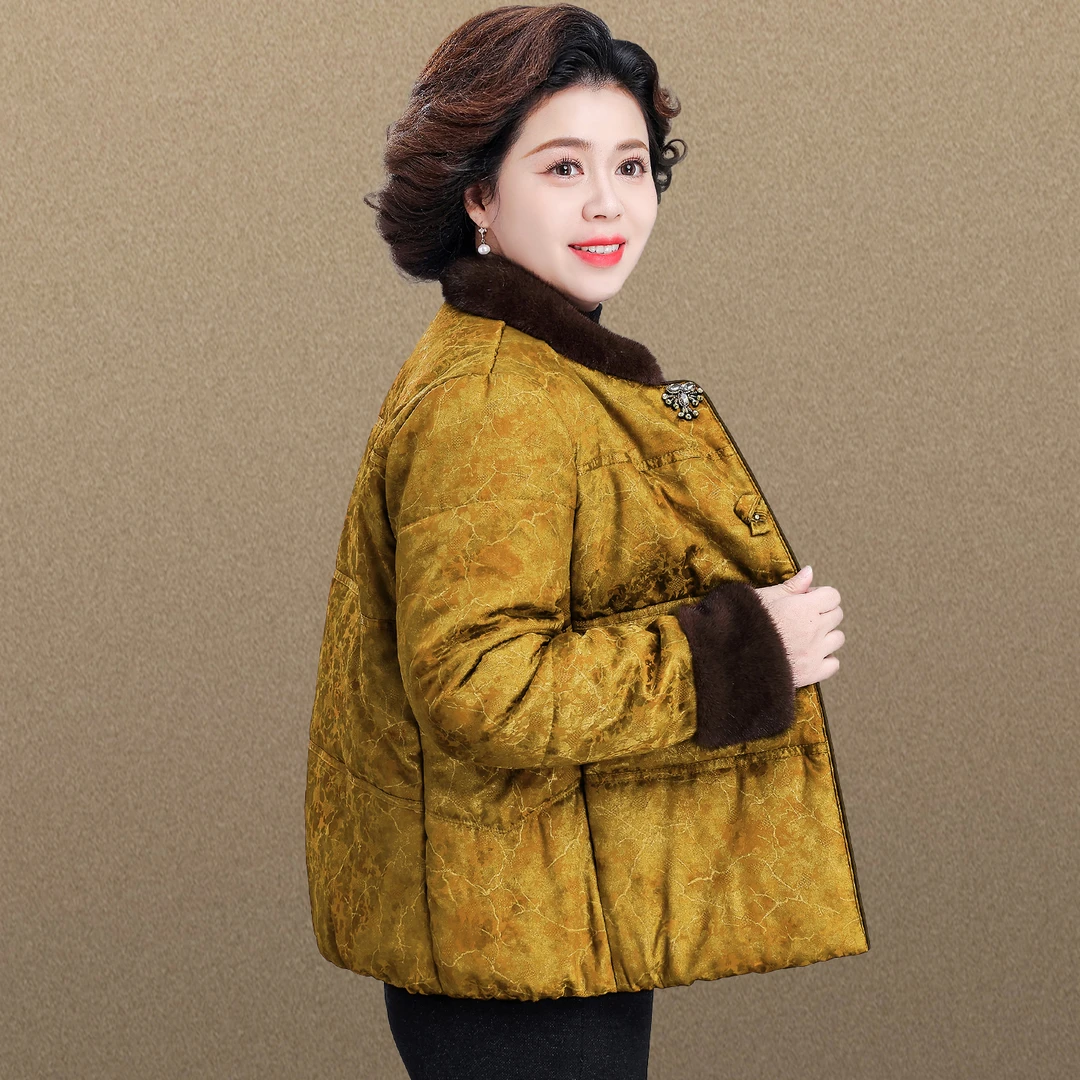 国风妈妈2025新款棉服中老年女装秋冬品牌绵羊毛外套奶奶棉衣洋气