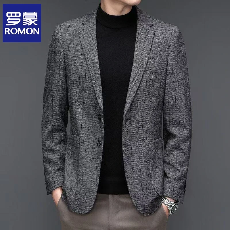 Romon/罗蒙男士西装修身型免烫秋季小西装西服上衣商务休闲西服