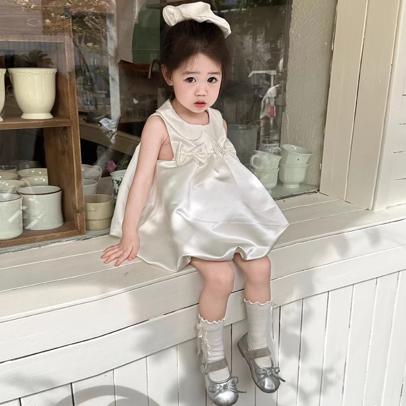 壹妈周岁礼服公主裙女童花童婚礼小孩高端礼服洋气无袖生日连衣裙