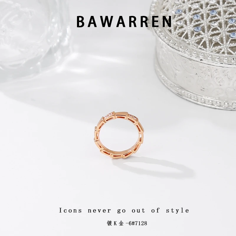 铜合金戒指 Bawarren 5002-蛇骨气质时尚戒指