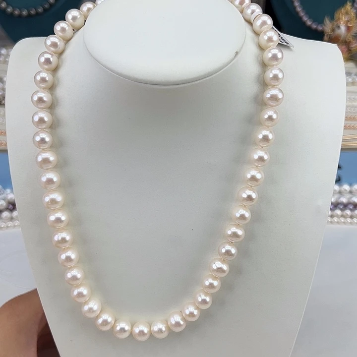 淡水珍珠银S925镶嵌颈饰➕9-10高品极光炫彩