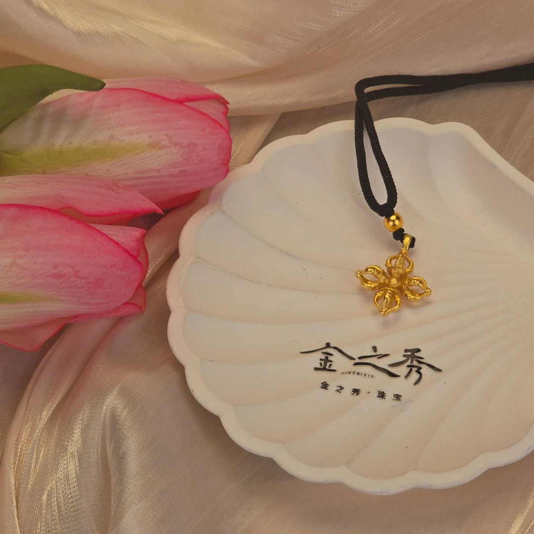 金之秀珠宝  十字金刚杵精工吊坠复古古风时尚百搭