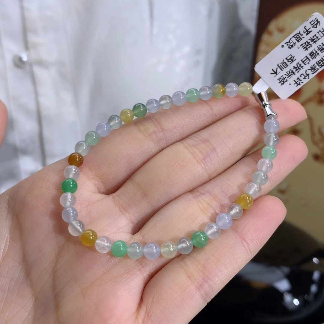 翡翠未镶嵌手串卡4.5冰胶多宝手串