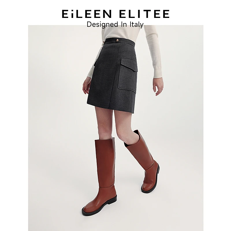 达人朗姿欧洲EiLEEN ELITEE时尚气质复古a字裙子24秋新高腰