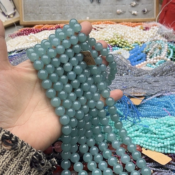 玛瑙/玉髓珠宝半成品未镶嵌一条10mm蓝水