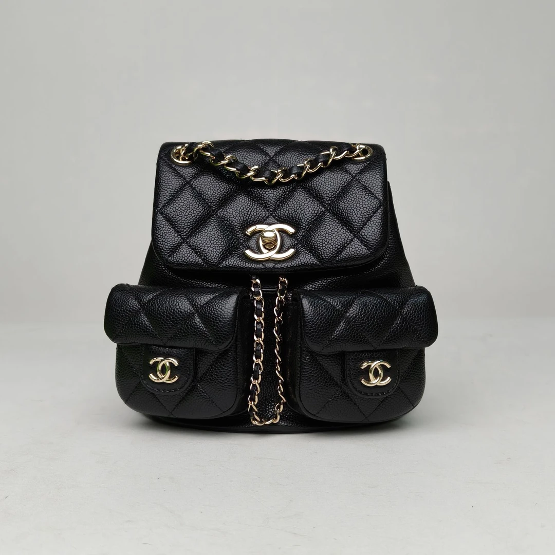 99新 Chanel/香奈儿 【双双】Duma 抽绳口盖双肩包 双口袋 小号