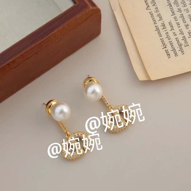 铜合金仿珍珠耳饰 1075韩版定制猪鼻金色珠珠耳环