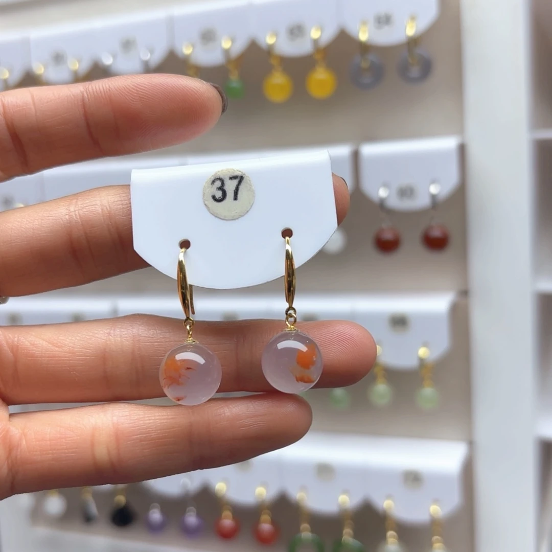 南红玛瑙耳饰银S925镶嵌2