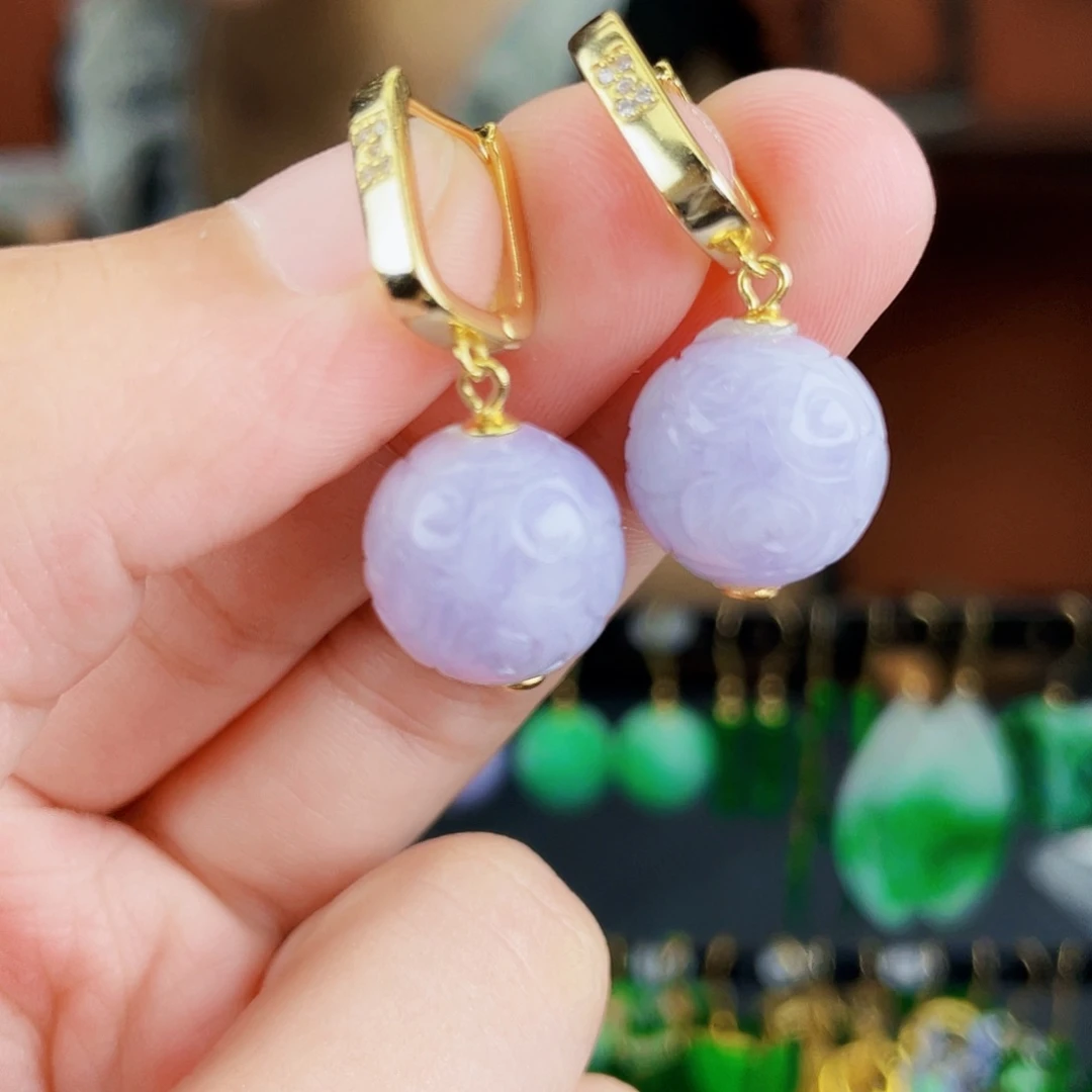 翡翠银S925镶嵌耳饰饰品