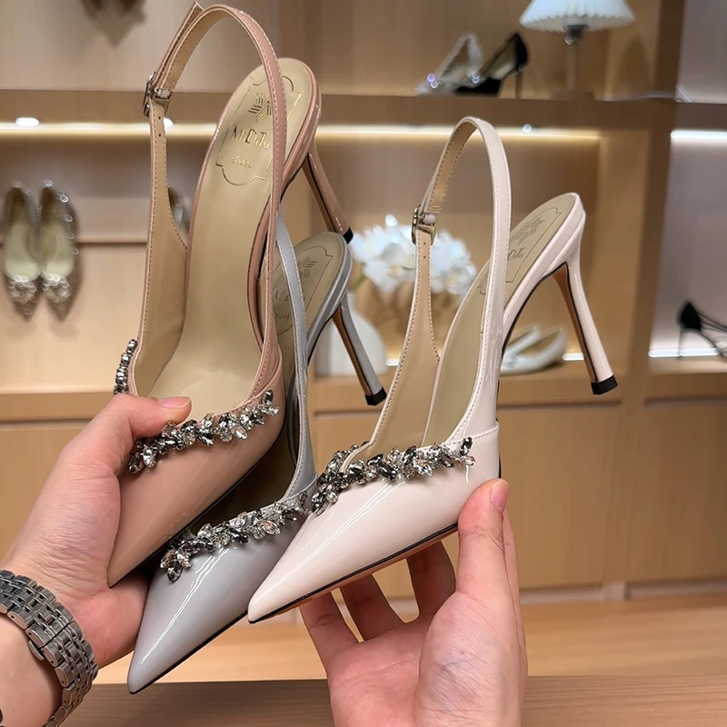 MDITU/米蒂图   新款百搭气质时尚小众细跟女鞋法式白色