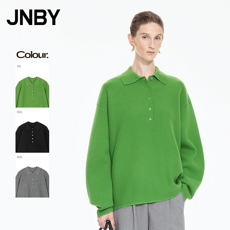 【商场同款】JNBY/江南布衣25秋新品澳洲羊毛针织衫翻领5P9313400