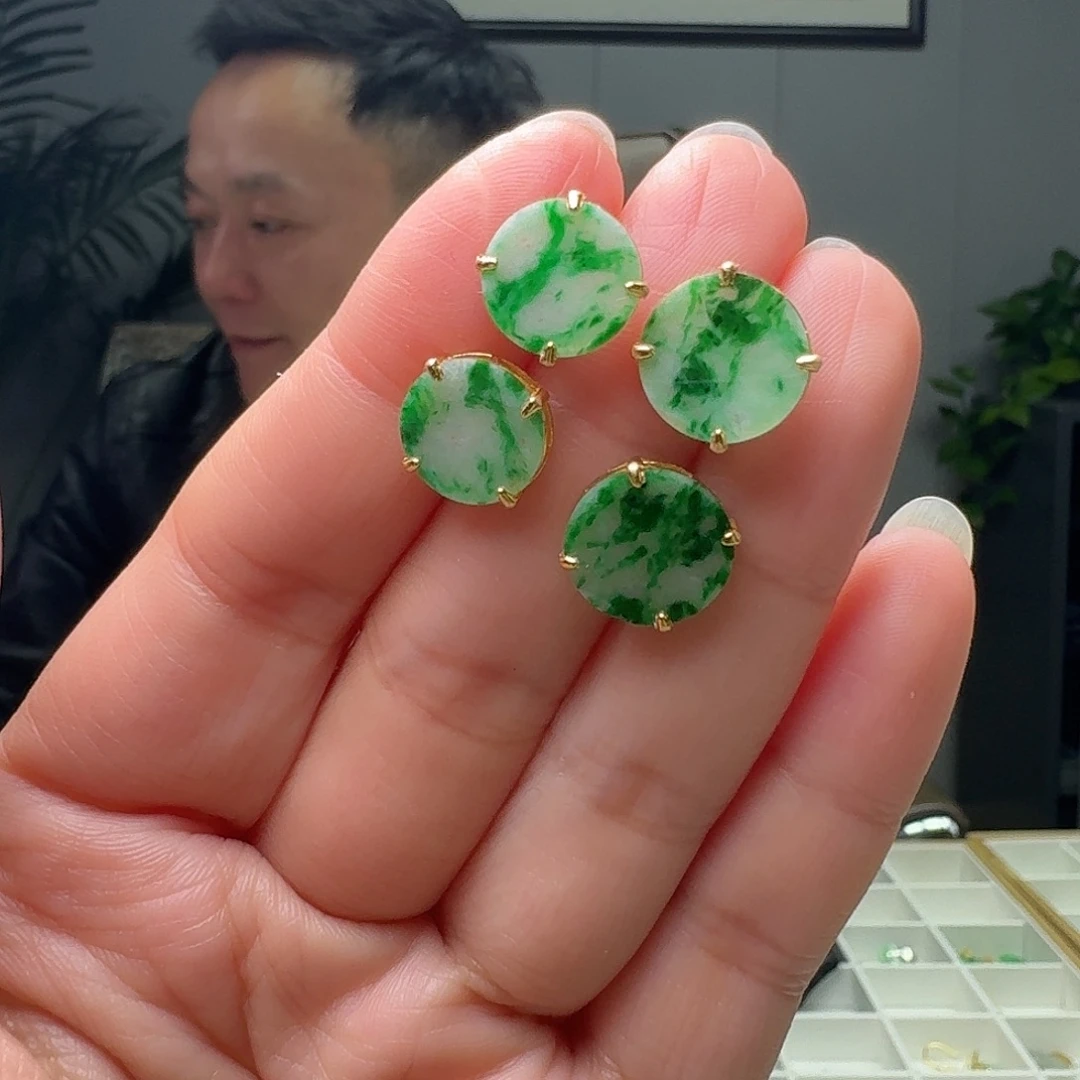 翡翠银S925镶嵌耳饰多样性发货其一