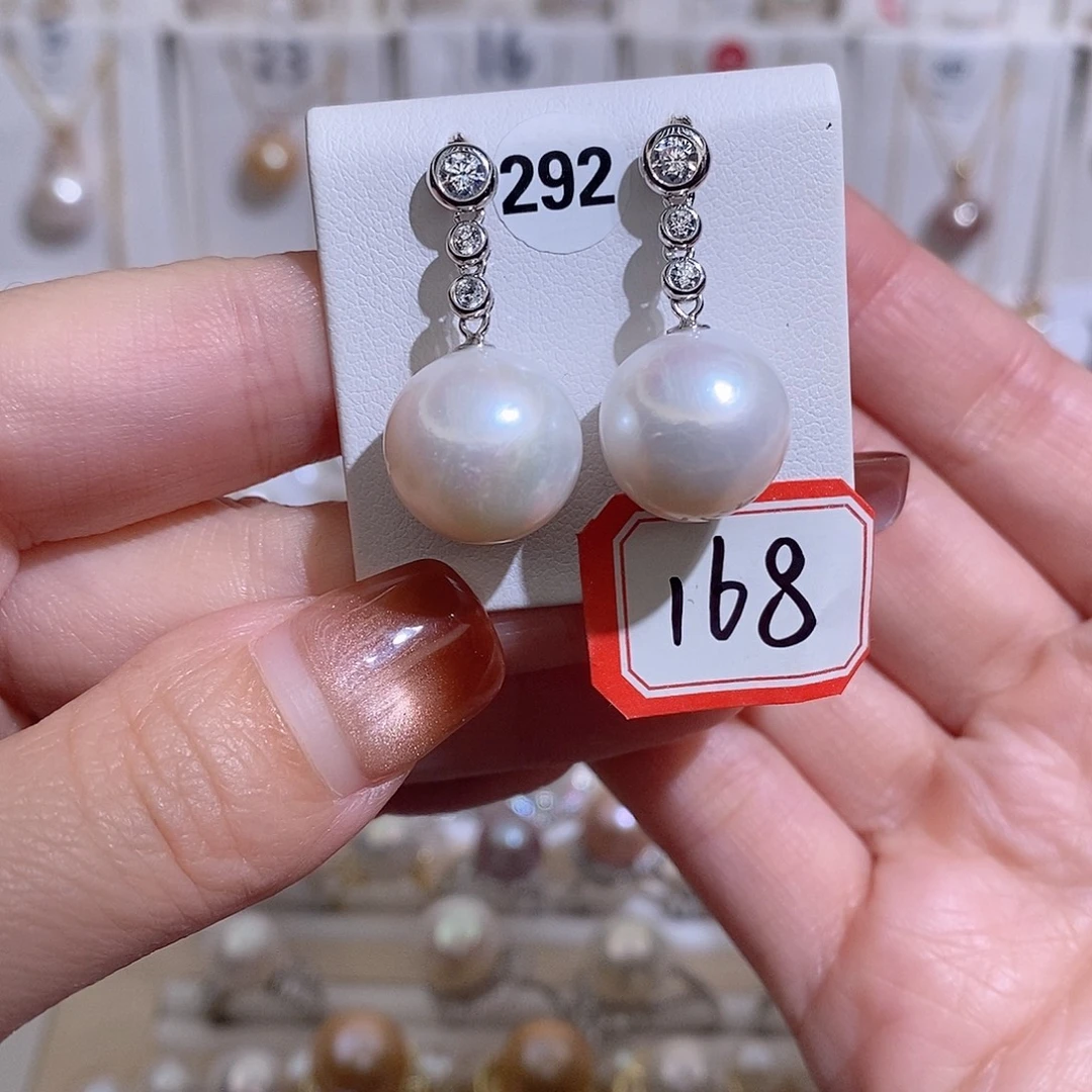 耳饰淡水珍珠银S925镶嵌w