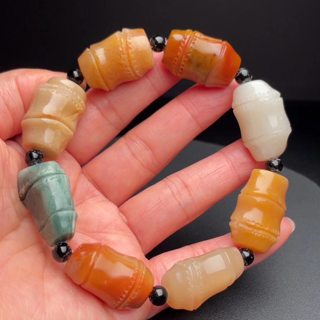 用***6田黄石昌化田手把件手串