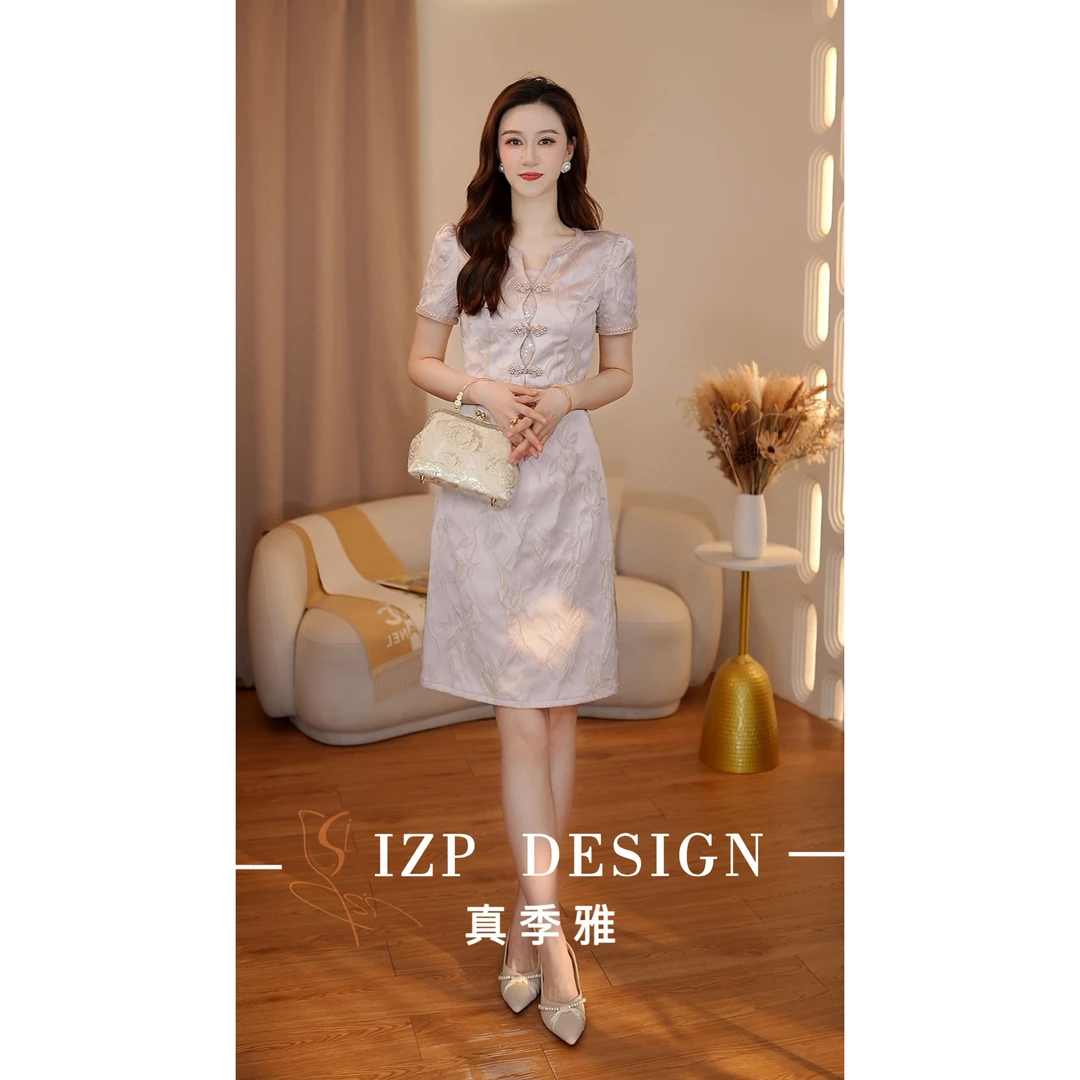 IZP【特价现货】真季雅<雾色佳人>新中式时尚连衣裙 PM73705