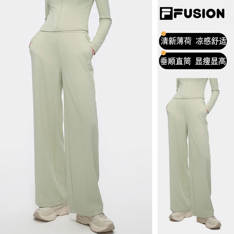 FILA斐乐2025新款宽松针织长裤女款运动休闲直筒裤T11W525602F