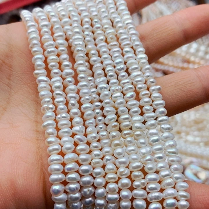 未镶嵌玛瑙/玉髓珠宝半成品一条4 mm扁珠珍珠半成品