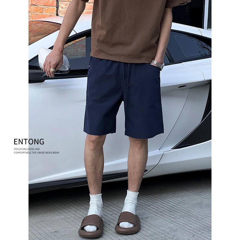 Entong美式潮牌夏季速干薄款宽松显瘦五分短裤vibe直筒休闲裤子潮