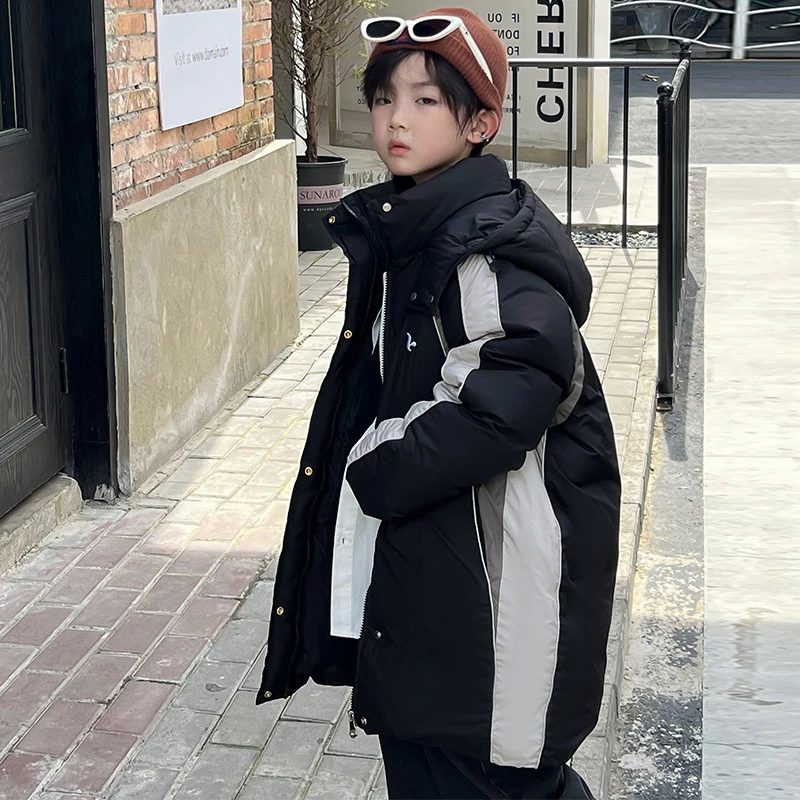 儿童羽绒服男童中长款2024冬季新款韩版洋气中大童装加厚冬装外套