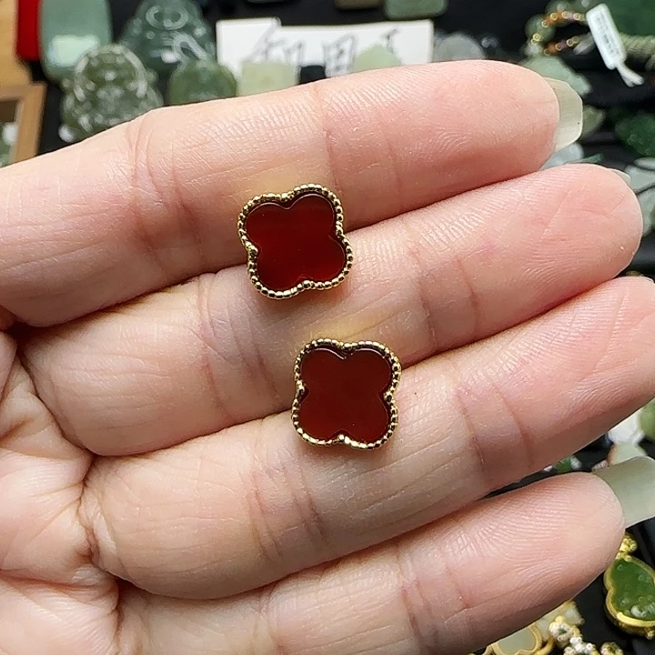 银S925镶嵌和田玉耳饰女****活