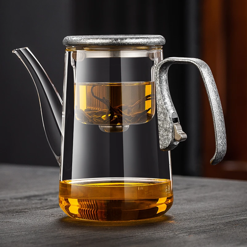 六祥飘逸杯新款创意冰花泡茶壶 耐热加厚玻璃易清洗 茶水分离茶具