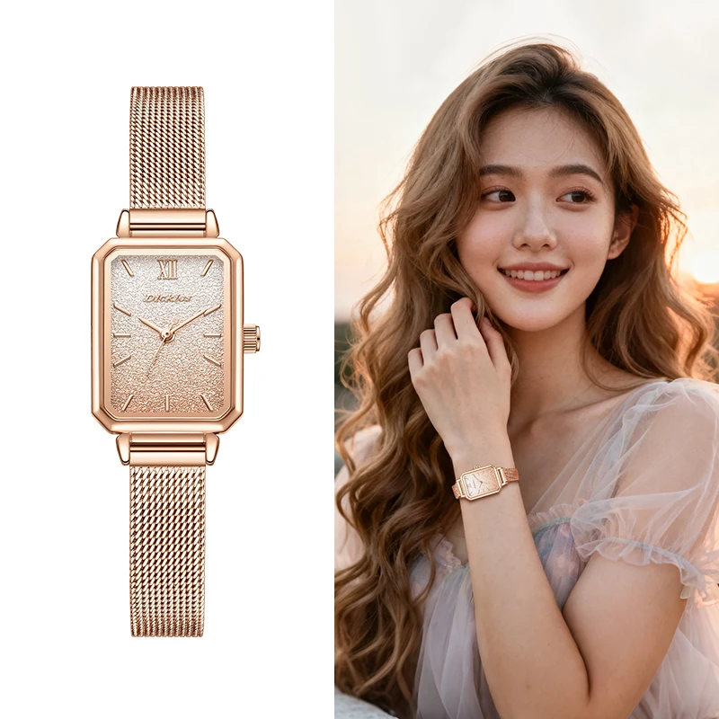 Dickies手表女款满天星小方表女士轻奢小众石英腕表圣诞生日礼物