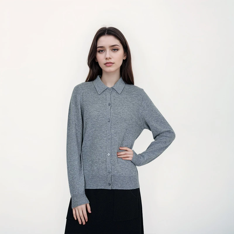 【春款衬衫】新款100%绵羊毛女士针织开衫秋冬显瘦长袖羊毛衫
