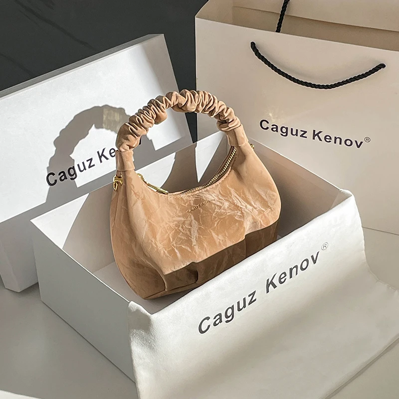 官网小c&k2025新款云朵包褶皱小拎包手提斜挎包高级感云朵小包包