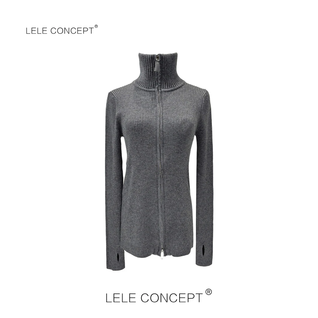 LELE CONCEPT丨时尚百搭休闲简约高领拉链毛衣S0761