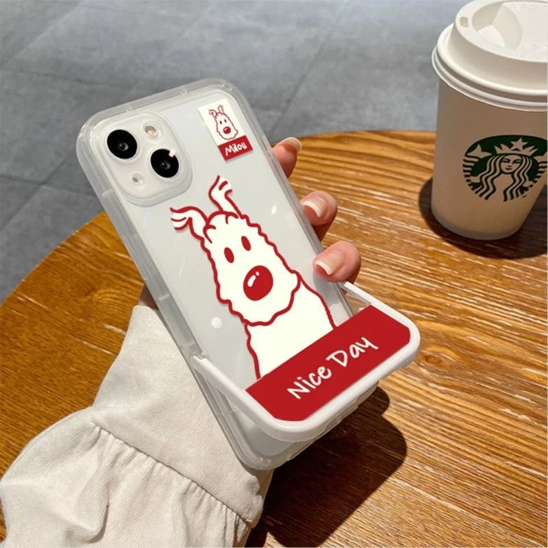 闪度侠可爱卡通小狗适用苹果16支架二合一手机壳华为vivo小米oppo