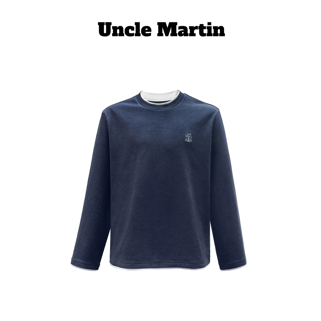 马丁叔叔 B.C同款25新款时尚百搭打底假两件圆领长袖-705