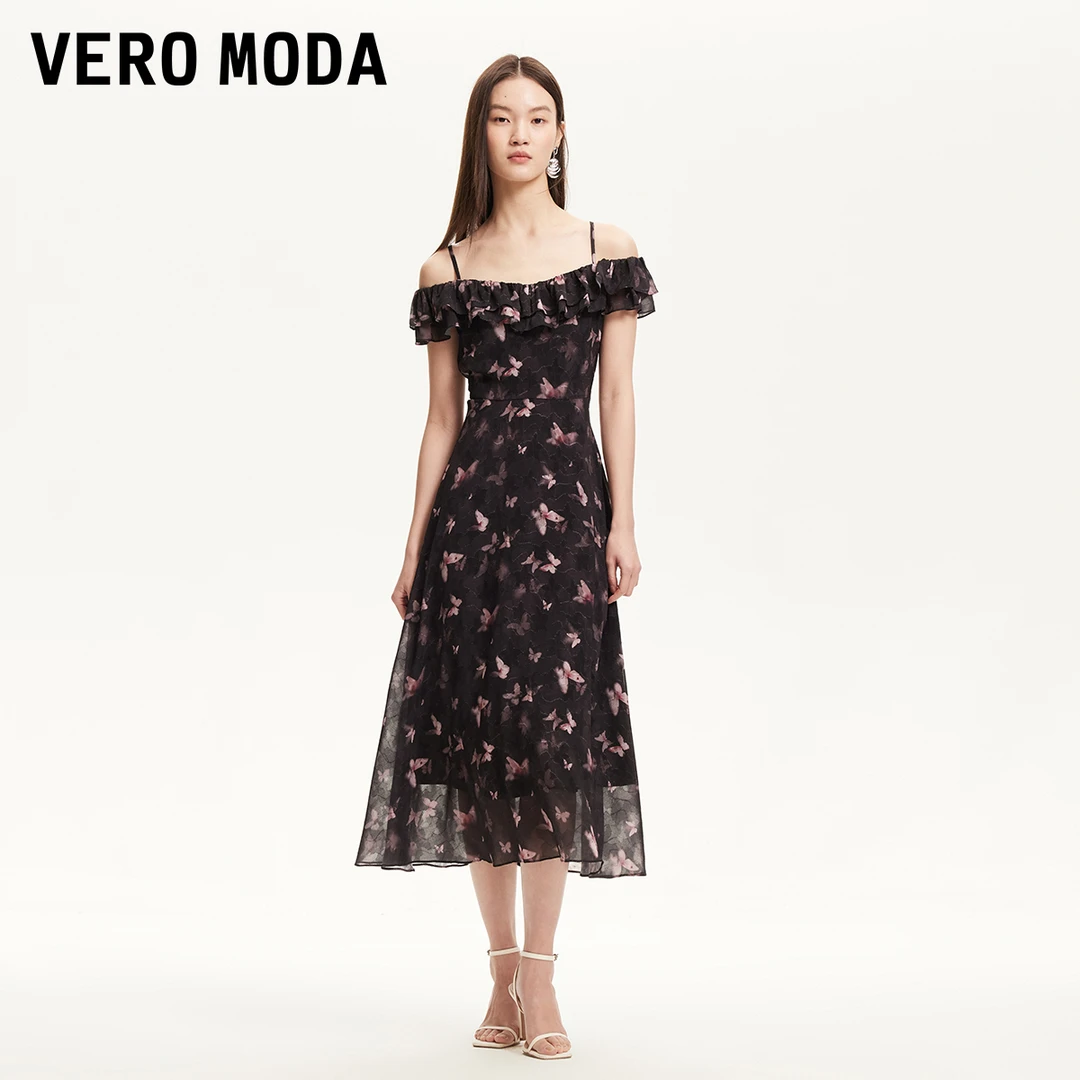 Vero Moda连衣裙【蝶舞轻影】蝴蝶印花优雅女千金氧气裙32517B010