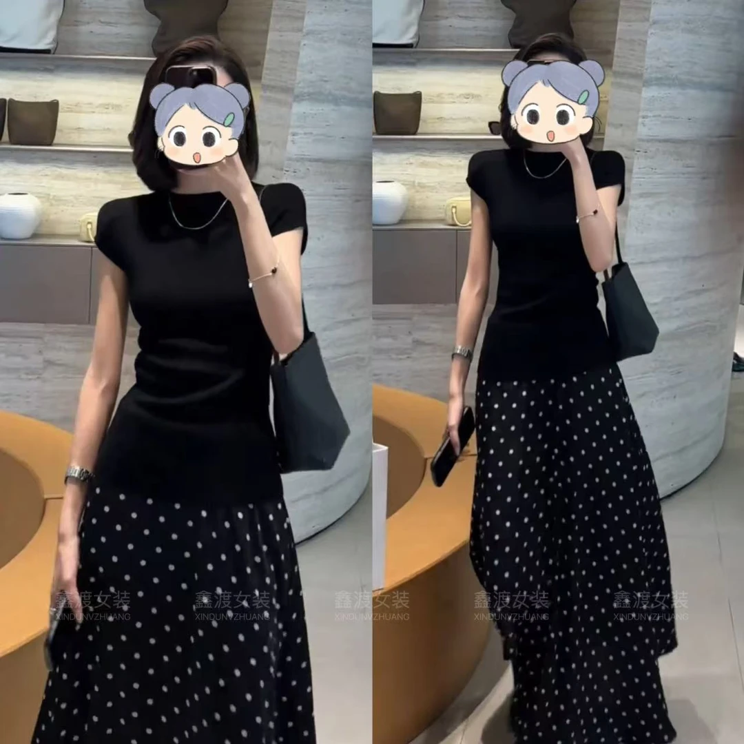 2025夏季新款时尚显瘦气质女士网红洋气两件套百搭款D5334